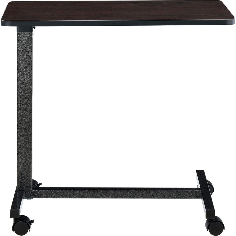 Global Industrial Mobile Overbed Table with H-Base, Walnut Laminate Tabletop