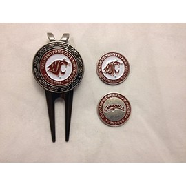 Washington State Golf Three Double Sided Ball Markers w/Divot T