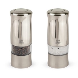 Peugeot - Zeli Electric Salt and Pepper Mill Set - Adjustable Grinder, Battery Powered - with Light, ABS With Brushed Metal Look, 5.5 inches