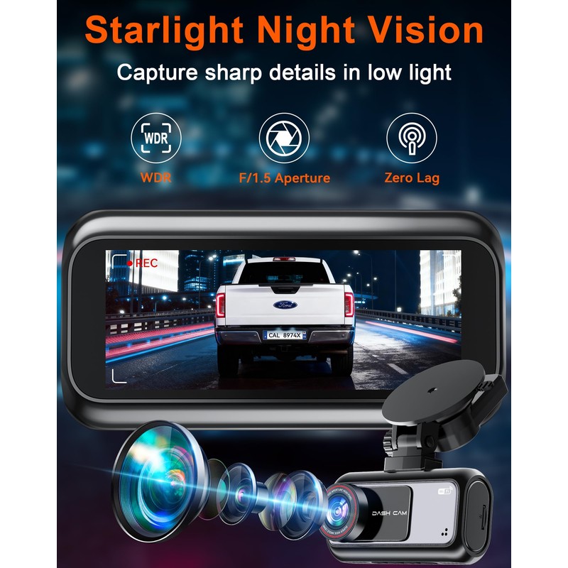 15-Min Easy to Install Dash Cam: Dual Camera with Night