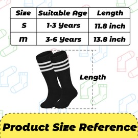 Sea Zaela 4 Pairs Kids Soccer Toddler Youth Athletic Football Socks Toddler Knee High Socks Girls Boys Black*4 1-3 T