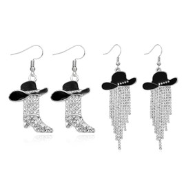 Cowgirl Western Jewellery Outfits for Women Sparkly Rhinestone Cowgirl Accessories Cowboy Boots Hat Necklace Earrings Country Concert Outfits for Women