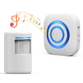 Wireless Motion Sensor Chime, Cordless Call Bell, Nursing Care, Non-Contact, Door Chime, Sound and Light, Buzzer, 3 Levels of Volume Adjustment, 38 Different Ring Tones, Restaurants, Stores, Entryways