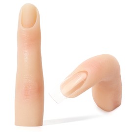 2 Pieces Silicone Practice Fingers for Acrylic Nails, Fake Training Hand Finger Model Flexible Bendable Mannequin Finger, Soft Realistic Joint Nail Practice Fingers with Makeup for Nail Art (Color 1)