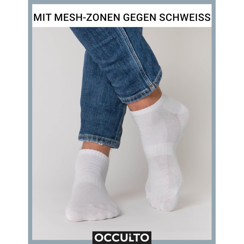 Occulto Men's Trainer Socks Pack of 10 (Model: Johannes), White,