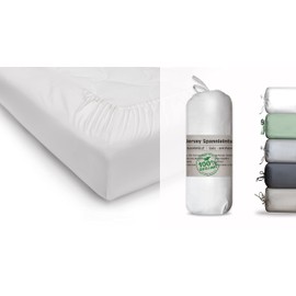 Blue Moon Bio Baumwolle Jersey Baby Kinder Spannbettlaken Spannleintuch Spannbetttuch Organic Cotton GOTS-Zertifiziert Ökotex Made in Green (Weiss 2er Set für Babybett, 70 x 140 cm)