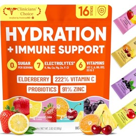 Venture Pal 2-in-1 Hydration Packets + Immune Electrolytes Powder with 7 Electrolytes & 6 Vitamins, Elderberry, Echinacea | Liquid Daily IV Drink Mix 