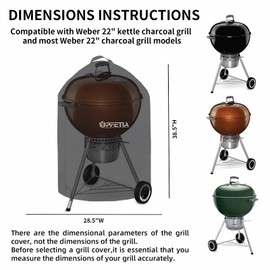 UPFETIA Grill Cover for Weber 22 Inch Premium Kettle Charcoal Grill - Waterproof, Heavy Duty & Weather Resistant