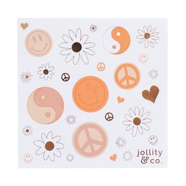 Jollity & Co Party Supplies | Peace & Love Daisy Sticker Sets | Great For Easter, Spring Parties, And Birthday Party Favors | Paper, 4 Sheets