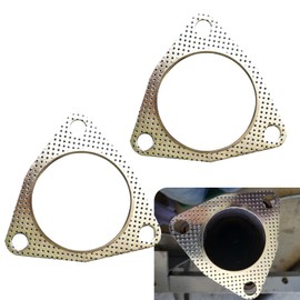 leechio 2PCS Car Exhaust Gasket, 2.99" 3 Hole Exhaust Flange Gasket with High Sealing, High Temperature Replacement Parts, Suitable for 2.99" Manifold Mounting (Silver)