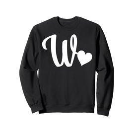 white letter W monogram initial minimalist heart graphic Sweatshirt