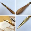 Thorness Wooden Handle Letter Opener, Brass-Plated Split File, Envelope Opener