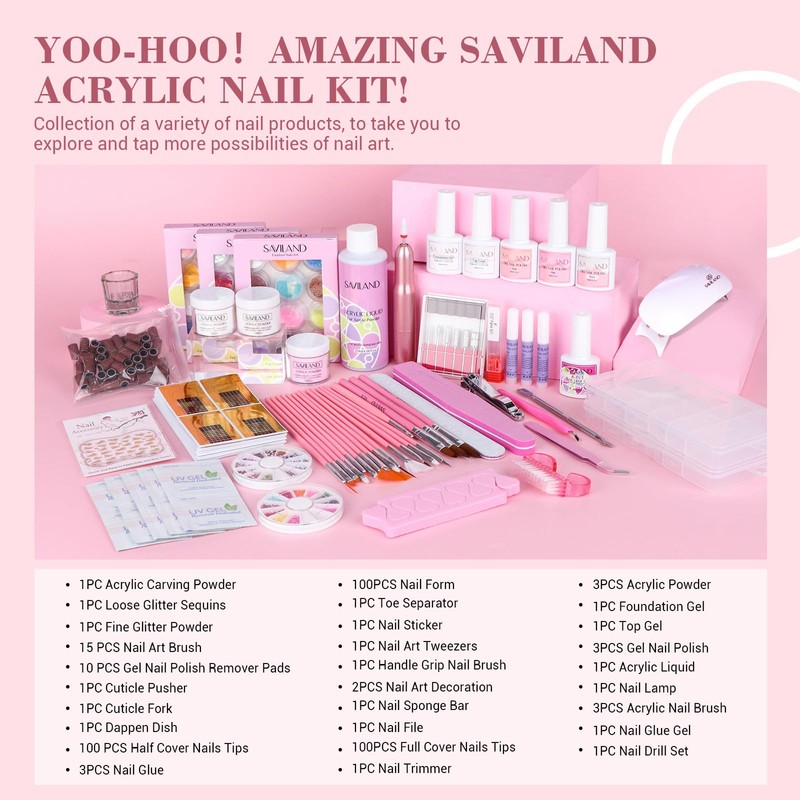 SAVILAND Acrylic Nail Kit with Drill: Professional Nails Kit Acrylic