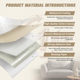 OAZ Canvas Repair Tape Self Adhesive, Ivory White Fabric Patches for Furniture, 4x79 Inch Waterproof Canvas Repair Patch for Boat Covers, Sofas, Chairs, Tote Bags, Couches, Tents, Sun Shades