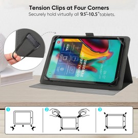 Pudazvi Universal 9.5"-10.5" Inch Tablet Case,360 Degree Rotatable Kickstand Multiple Viewing Stand Case Cover for 9.6" 10" 10.1" 10.5" and All 9.5-10.5 Inch Touchscreen Tablet,Light Pink