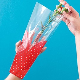 BUR-OP1 Flower Wrapping Bag, OPP Bag, Butterfly, Red (50 Pieces)