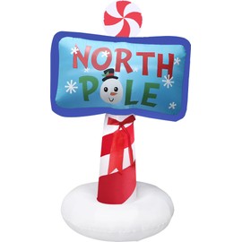 Fraser Hill Farm 6-Ft. Tall North Pole Sign Blow Up Inflatable with Lights, Outdoor Christmas Inflatable Decoration for Lawn and Yard, Giant Festive Holiday Decor