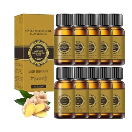 ANKOOY 10 Pack Belly Drainage Ginger Oil, Ginger Oil Lymphatic Drainage Massage Oil,...