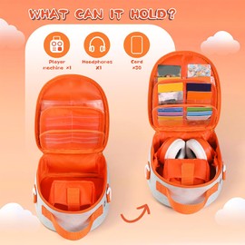 AZURAOKEY Case for Yoto Mini (2024 Edition) - Travel Storage Bag with Card Holder for Up to 30 Cards, Protective Case with Shoulder Strap for Audio Music Player & Headphone Accessories