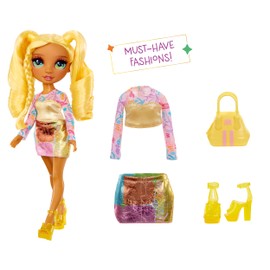Rainbow High My Fashion Style Doll Sunny 28 cm Yellow Fashion Doll with Eye-catching Outfit and Chic Handbag for Playing, Moving, Collecting, for Children from 4 to 12 Years