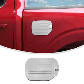 Linskip Fuel Tank Cap Cover Compatible with 2021 2022 2023 2024 Ford F150 Accessories, Gas Door Cover for F-150 Exterior Accessories(Flag, Chrome)