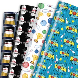 Bowling Wrapping Paper 12 Sheets - Bowling Pins Wrapping Paper - Bowling Ball Wrapping Paper - Bowling Lovers Gift Wrap - Sports Gift Wrapping Paper for Birthday,Bowling Party - 20"×28"