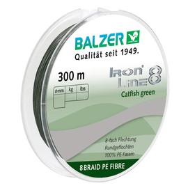 Balzer Iron Line 8 Catfish Braided Fishing Line, 300 m, Colour: Green, Diameter: 0.40 mm / 40.8 kg