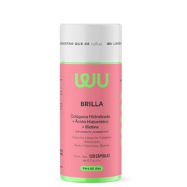 WU Nutrition® BRILLA | Colágeno Hidrolizado, Ácido Hialurónico, Biotina, Zinc, Vitaminas A B C D y E | Vitaminas para Mujer | 120 Cápsulas | 2 meses de consumo