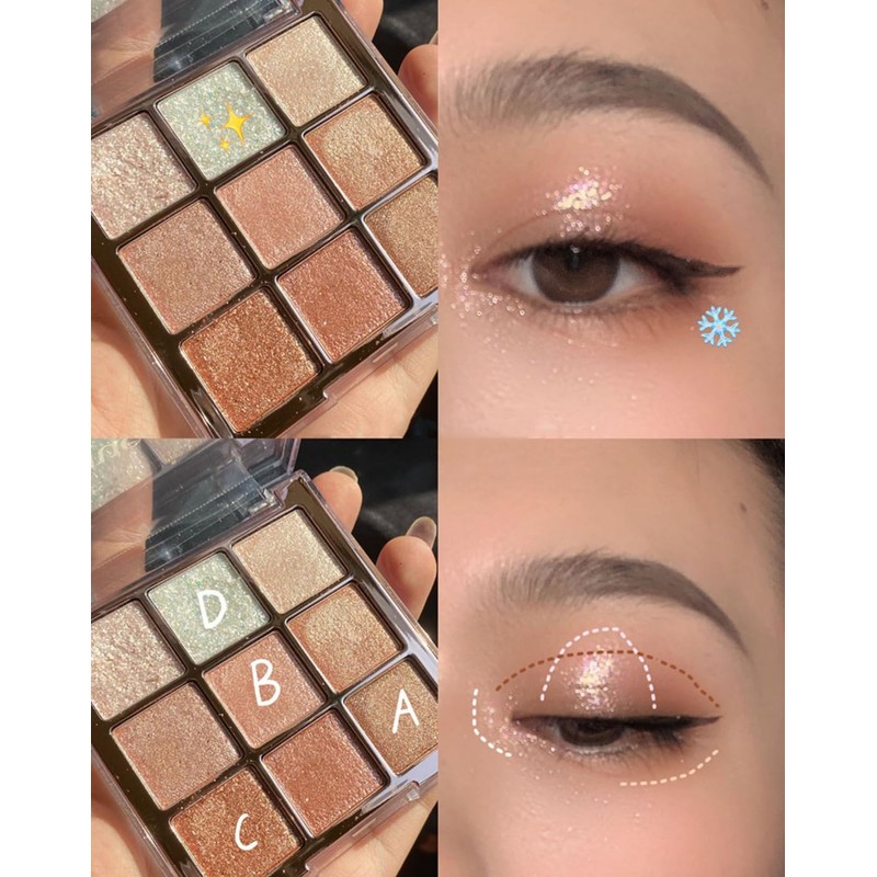 Punk Orange Glitter Eyeshadow 9 Colors, Eye Shadow Palette, Kumquat