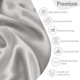 Cibhlea Satin Pillowcase for Hair and Skin Care - Standard Size, Ultra-Smooth Pillow Covers 20x26 Inches, Cooling Comfort, Set of 2 with Envelope Closure - Light Gray