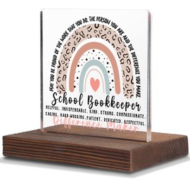 School Bookkeeper Gifts, Thank You Appreciation Gifts for Bookkeeper Week Graduation Birthday Christmas Office Desk Decor Decorative Signs Plaque SWS64