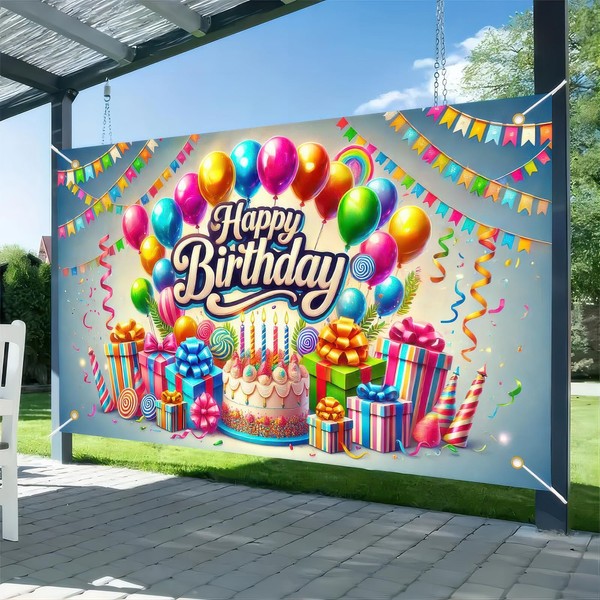 BlissYard Happy Birthday Banner 71x43 Inch Birthday Backdrop Supplies Banner