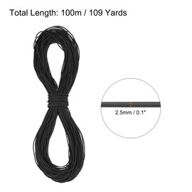 PATIKIL 109 Yards(100m) Bungee Cord Elastic Cord Heavy Stretch String Rope 2.5mm for Crafting DIY Sewing Hook Straps Camping Tie Down Strap, Black
