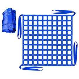 FITHOIST Cargo Lifting Net 1212LBS, 4.92'x4.92' Safety Lifting Net Straps for Hoist 10cm Square Mesh, Sling Hoisting Net, Heavy Duty Cargo Net for Construction Moving Hoisting Loading Unloading (Blue)