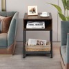 Giantex End Table Industrial W/Open Compartment, Mesh Shelf and Metal