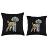 Watercolor Colorful Poodles Dog Throw Pillow