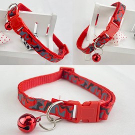 Newtensina Camouflage Cat Collar with Bells - Red