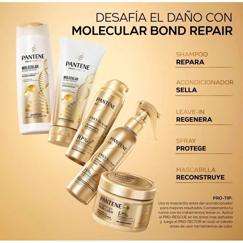 Pantene Pro-V Science Shampoo Molecular Bond Repair, con Amino-Péptido y