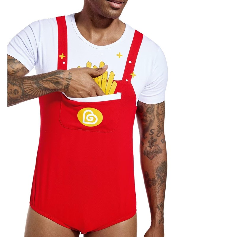 Landofgenie Bodysuit for Men One Piece Cotton Onesie with Buttons