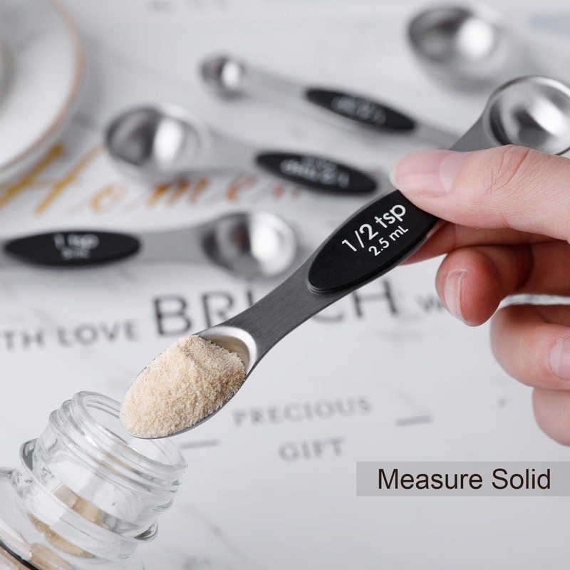 Magnetic Measuring Spoons Set of 8 Stainless Steel Stackable Dual