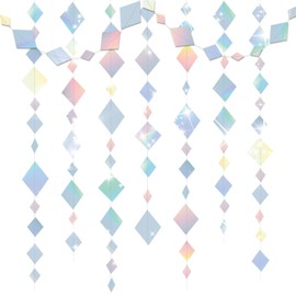 45.2Ft Diamond Iridescent Disco-Holographic Party-Decoration Garland,Iridescent Hanging Backdrop Streamer Decor Baby Shower Birthday Engagement Wedding Supplies
