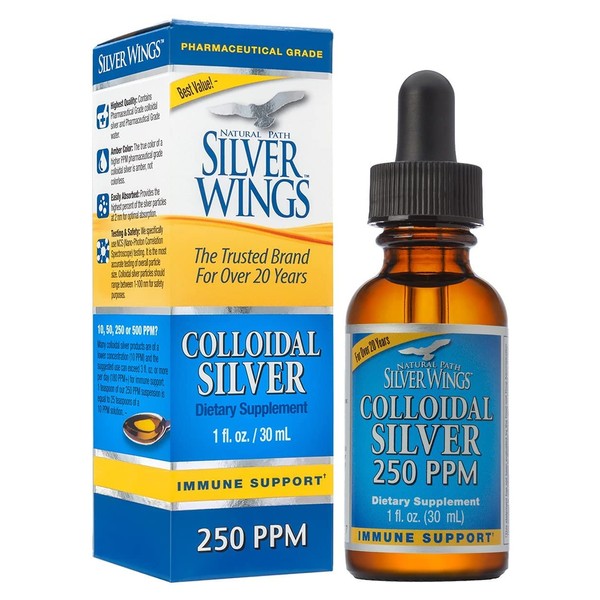 Natural Path Silver Wings Colloidal Silver Mineral Supplement, 250 ppm (1250mcg), 1 Fluid Ounce