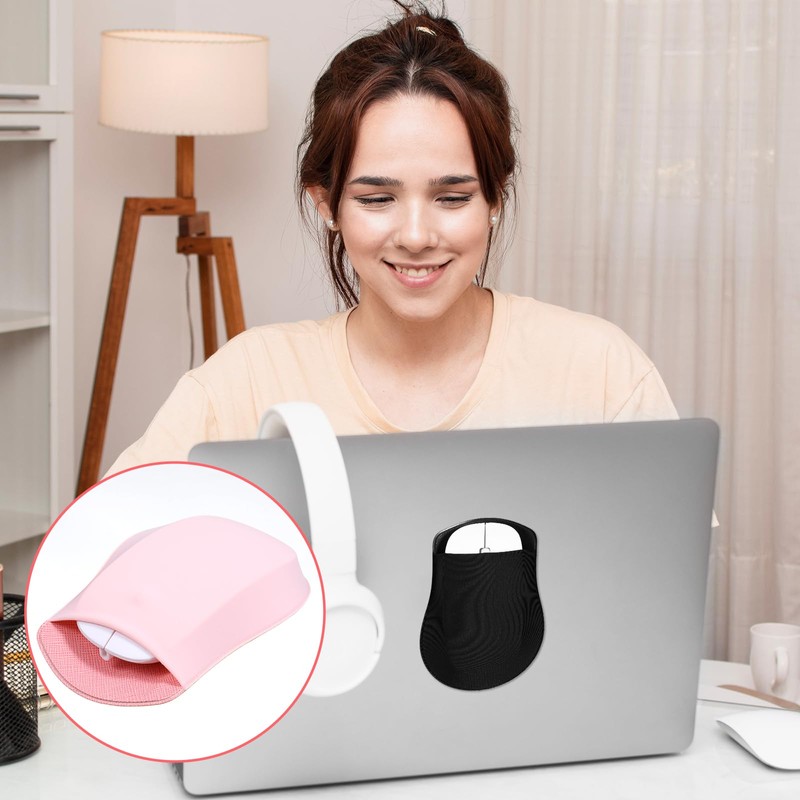 2 Pack Universal Stick-On Mouse Pouch, Mouse Holder for Laptop