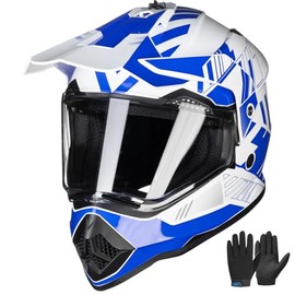 ILM Fullface Children's Motorcycle Helmet MTB Motocross Helmet Downhill Motorcycle Helmets Dirt Bike Full Face Quad Enduro Cross Helmet with Visor Gloves ECE22.06 DOT Model WS-906