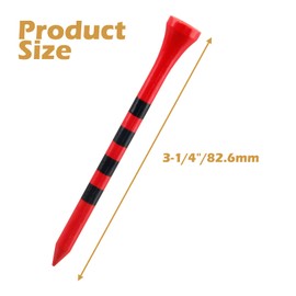 Rierdge Bamboo Golf Tees 100Pack Professional Bamboo 3-1/4 Inch Golf Tees Biodegradable Reduce Friction & Side Spin Wooden Golf Tees, Red & Black Stripes