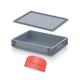 Bäckerei Spiegelhauer Pizza Ball Box with Lid and Dough Scraper, Food-Safe Pizza Box for Pizza Dough, Fit for Refrigerator, Pizza Fermentation Box, Pizza Dough Container with Lid, Dough Ball Box, Dough Box