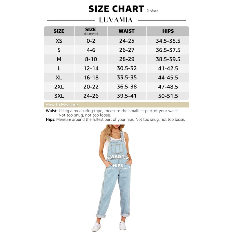 luvamia Women's Casual Adjustable Denim Bib Overalls Jeans Pants Fashion