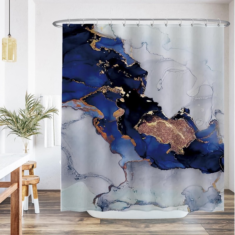 Ulticool Shower Curtain - Marble Gold Abstract Art Marble -