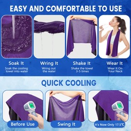 Hosuly 100 Pack Cooling Towels, 40"x12" Cooling Towels for Neck and Face Breathable Soft Chilly Sweat Rag Microfiber Sport Rags for Gym Yoga Golf Running (Purple)