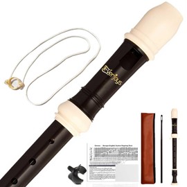 Soprano Recorder, ABS Resin, German Style, High Quality Harp, C Style, 8 Hole Flutes Detachable Set, Includes Cleaning Stick, Finger Chart, Finger Rest, Anti-Drop Strap, Leather Storage Bag